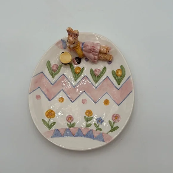 Vintage Fitz And Floyd Girl Bunny Platter - Picture 5 of 16